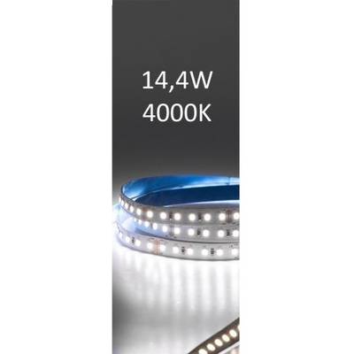 Tira LED que emite blanco neutro 4000K, 14,4W, bobina con fondo gris para aplicaciones de iluminación