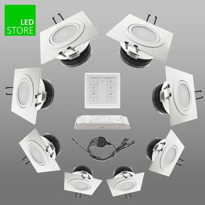 SQ033 CCT LED downlight, 8 pcs SETTI con botón de control inalámbrico