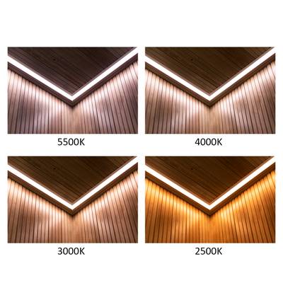 - .FI: Iluminación LED en techo de madera con diferentes temperaturas de color: 5500K, 4000K, 3000K, 2500K - .SE: LED-belysning i trätak med olika färgtemperaturer: 5500K, 4000K, LED con temperaturas de techo 5500K, 4000K, 3000K y 2500K - .DE: LED-Beleuchtung in Holzdecke mit Farbtemperaturen von 5500K, 4000K, 3000K ja 2500K