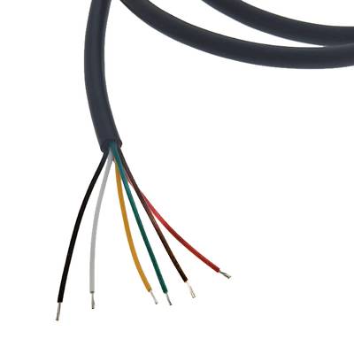 Primer plano de un cable de seis hebras y doble aislamiento.