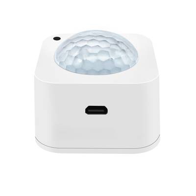 Dispositivo sensor con forma de cúpula texturizada y puerto lateral, ideal para la automatización de la iluminación LED y la integración en hogares inteligentes.