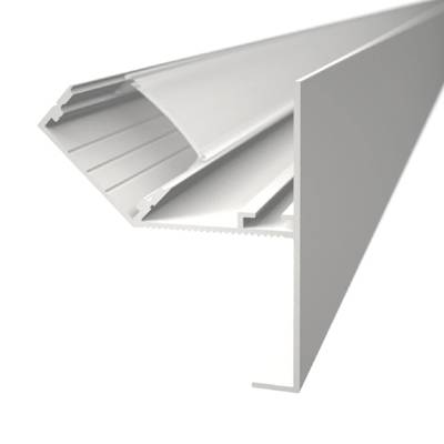 White aluminum profile for LED strip on the edge of plasterboard, 2000x30x40mm, for indirect lighting