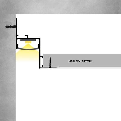 Perfil led EPÄSUORA Z Borde de pared/techo, esquema de instalación