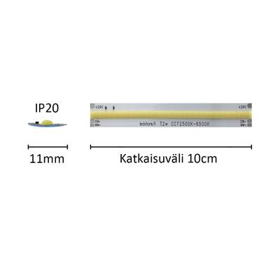Tira LED compacta de potencia controlada SOLO TUNNELMA, CCT, 24V, 7,2W/m, IP20, CRI94