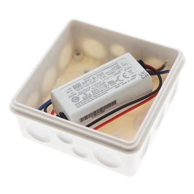 Caja de empalmes para iluminación LED blanca con fuente de alimentación electrónica, cableado interno para conectar la luminaria LED.