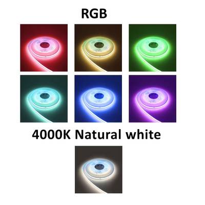 Tiras de luces LED RGB: rojo, verde, azul, amarillo, cian, violeta, 4000K tiras de luces blancas.