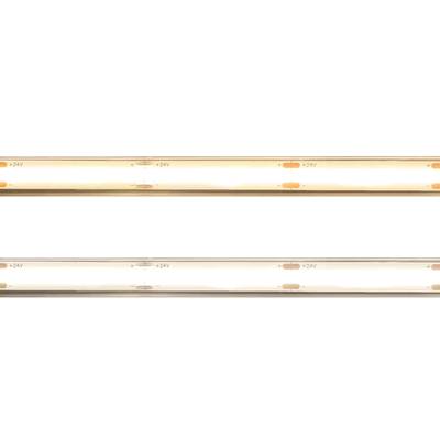Tiras de LED horizontales: una con luz blanca cálida, otra con luz blanca fría, comparación de temperatura de color en pantalla