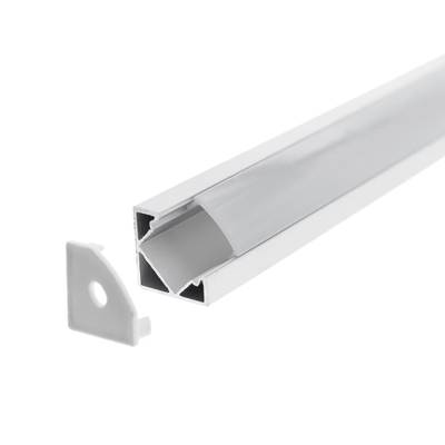 1cm perfil aluminio 45 angulo 18x18mm, para tira led, blanco mate