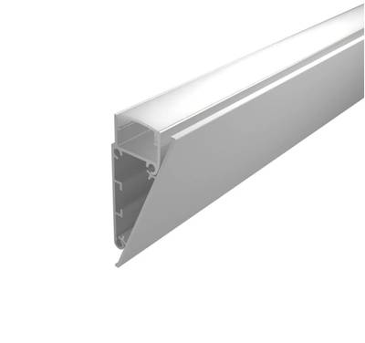Perfil plano de aluminio blanco para tira led pared, 2000x55x24mm, para iluminación indirecta