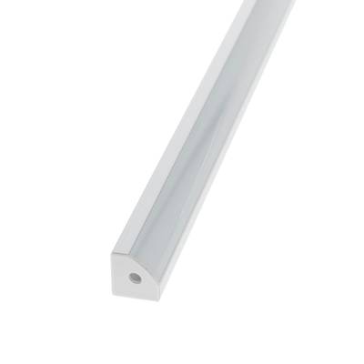 Perfil de aluminio para tira led 3000x18x18mm, montaje en superficie, ángulo 45, aluminio cepillado Perfil de aluminio para tira led 3000x18x18mm, montaje en superficie, ángulo 45, aluminio cepillado