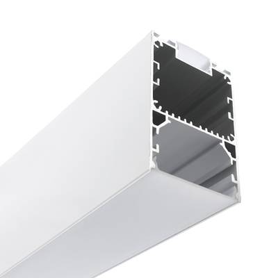 Perfil de aluminio para tira LED - PARA COLGAR, bidireccional, 51 x 76 x 3000 mm, con cable, blanco mate Perfil de aluminio para tira LED - PARA COLGAR, bidireccional, 51 x 76 x 3000 mm, con cable, blanco mate