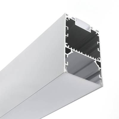 Perfil de aluminio para tira LED - SUSPENDIDO, bidireccional, 76 x 51 x 3000 mm, con cable, blanco mate Perfil de aluminio para tira LED - SUSPENDIDO, bidireccional, 76 x 51 x 3000 mm, con cable, blanco mate
