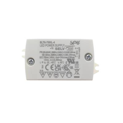 Controlador LED, carcasa rectangular blanca, especificaciones técnicas y pasacables para aplicaciones de iluminación