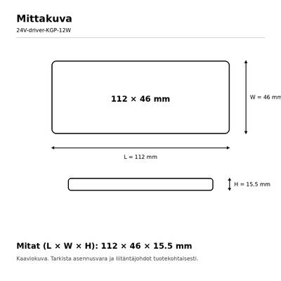 Transformador LED, 24 V, 12 W, KGP, IP20