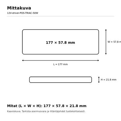 Transformador LED, 12 V, 50 W, POS, regulable mediante TRIAC, IP20