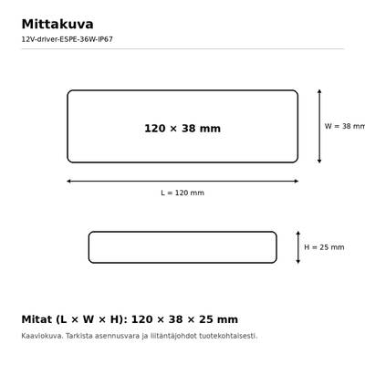 Transformador LED, 12 V, 36 W, ESPE, IP67