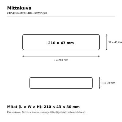 Transformador LED, 24 V, 36 W, LTECH, DALI-2 DT6 / PUSH-DIM, IP20