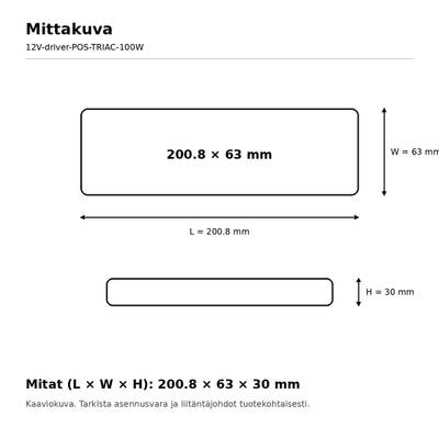 Transformador LED, 12 V, 100 W, POS, regulable mediante TRIAC, IP20