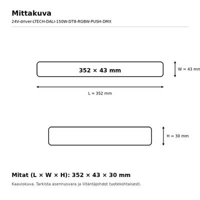 Balasto LED, 24 V, 150 W, LTECH, DALI-2 DT6/DT8 + DMX/RDM + PUSH, RGBW, IP20