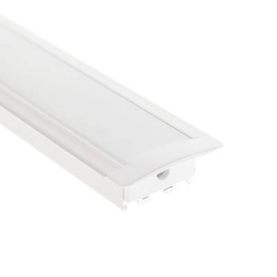 Perfil de aluminio para tira LED, 2000 x 35 x 15 mm, empotrable, blanco mate