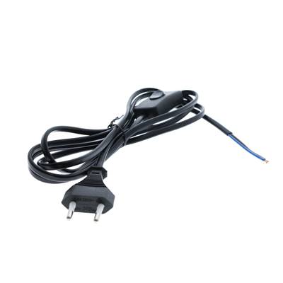cable de 2 m, interruptor y enchufe intermedios negros