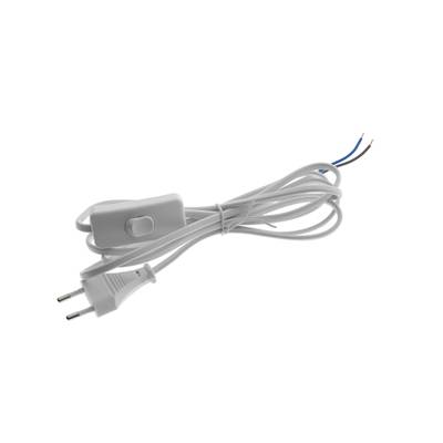 cable de 2 m, interruptor y enchufe intermedios blancos