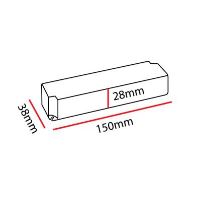 Cuerpo de luminaria LED, rectangular, dimensiones 150mm x 38mm x 28mm, apto para iluminación