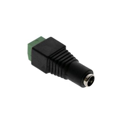 Conector de tornillo negro con frontal verde y dos ranuras para instalaciones de iluminación LED.