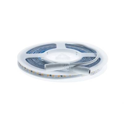 Rollo de tiras de luz LED, blancas, con conectores; luminaria flexible, de bajo consumo, de color blanco liso.