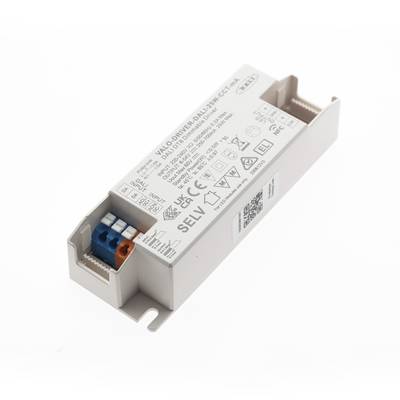 Primer plano del controlador LIGHT SENSOR DALI 32W SELV, mostrando las entradas, salidas e información eléctrica marcadas para iluminación LED.