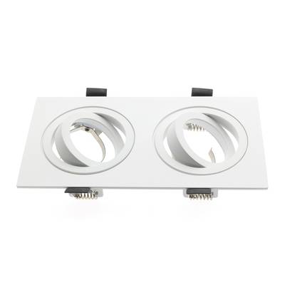 Plafón LED rectangular blanco con dos posiciones de bombilla y pinzas de resorte para facilitar la instalación.