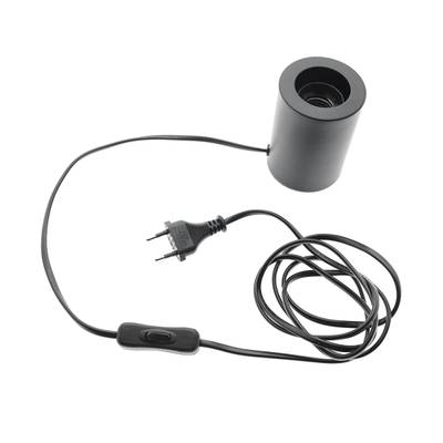 Lámpara de mesa para bombilla E27, cable con interruptor, IP20, negro mate