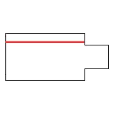 Retrato geométrico con un marco rectangular con dos líneas horizontales rojas en la parte superior, que representa un moderno diseño de iluminación LED.