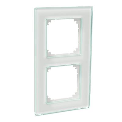 Placa de interruptor doble transparente para iluminación LED, dos ranuras rectangulares, fondo blanco brillante
