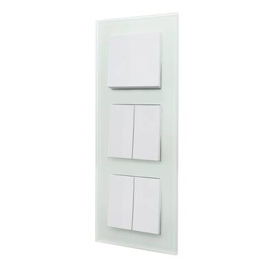 Moderno panel de interruptores de iluminación LED, interruptores rectangulares de tres filas en una elegante placa de cristal, accesorio de iluminación para el hogar.