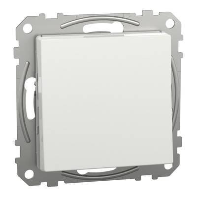 .fi: Interruptor eléctrico cuadrado blanco montado en la pared, iluminación frontal .se: Vit fyrkantig elektrisk väggströmbrytare monterad i metallram, frontal belysningsvy .pro: Interruptor eléctrico cuadrado blanco montado en la pared, iluminación frontal .de: Weißer quadratischer Lichtschalter an Metallrahmen, frontale Ansicht Beleuchtung.