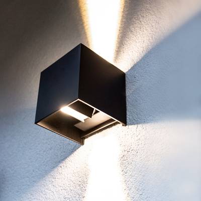 LED WALL LIGHT FUNK, 3500K, regulable, 2x7W, CRI93, IP65, negro