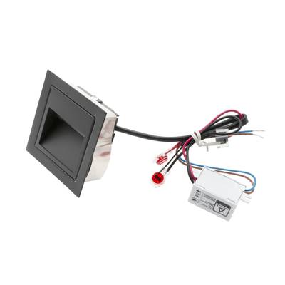 Tirador cuadrado negro con componentes LED integrados y cableado adjunto para soluciones de iluminación modernas.