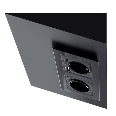 Caja de enchufes angular de perfil bajo para cocinar, 2 enchufes + puertos de carga USB-A y USB-C, negro