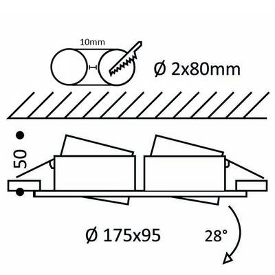 Esquema técnico de una hoja de sierra circular con diámetro 2x80mm, ángulos y dimensiones del material de corte. Herramientas de iluminación LED precisas para una visibilidad óptima.