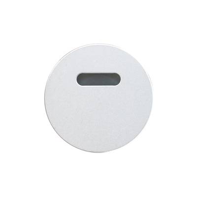 Luminaria LED redonda plana plateada con ranura ovalada, ideal para soluciones de iluminación contemporáneas.