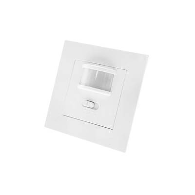 Sensor de movimiento LED blanco de montaje en pared con interruptor de encendido/apagado para un control de la iluminación energéticamente eficiente y funciones de seguridad mejoradas.