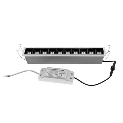 Luminaria LED rectangular con varias lámparas, controlador blanco regulable y cables de conexión para una iluminación personalizable.