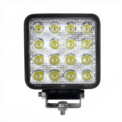 Luminaria LED cuadrada con rejilla 4x4 de 16 polos en marco negro, soporte ajustable; perfecta para soluciones de iluminación versátiles.