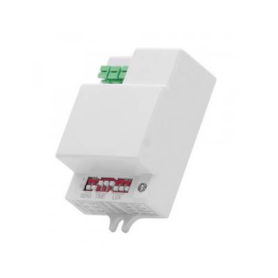 "Dispositivo LED blanco rectangular con conectores verdes e interruptores rojos, fondo transparente