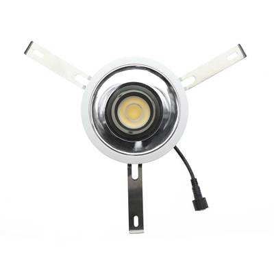 Downlight LED empotrable circular con clips metálicos y cable de alimentación negro, vista superior: una opción de iluminación energéticamente eficiente ideal para espacios modernos.