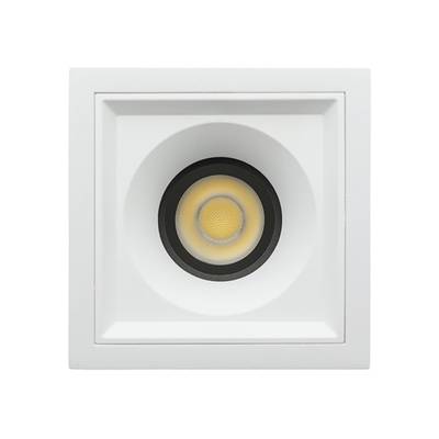 Plafón rectangular con marco blanco y bombilla LED redonda en el centro, perfecto para una solución de iluminación moderna.