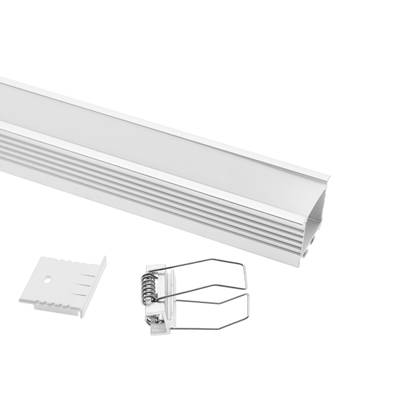 Aluminium profile for led strip - ISO FITTABLE, 50/35x35mm 2500mm, spring fixing, brushed aluminium
