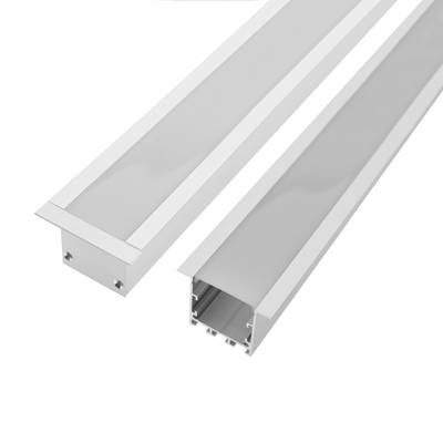 Perfil de aluminio para tira led - ISO FITTABLE, 50/35x35mm 2000mm, fijación por muelle, aluminio cepillado