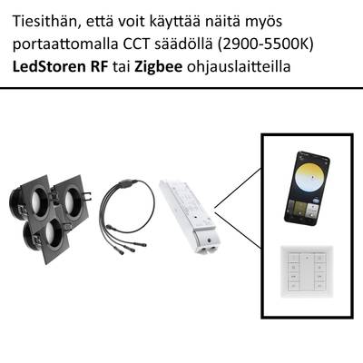 Luces LED finlandesas, cable de control, dispositivo y smartphone con ajustes y panel de control - Tienda de iluminación LED.